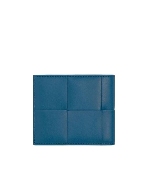 Bottega Veneta Blue Bi-Fold Knitted Double Fold Wallet for men