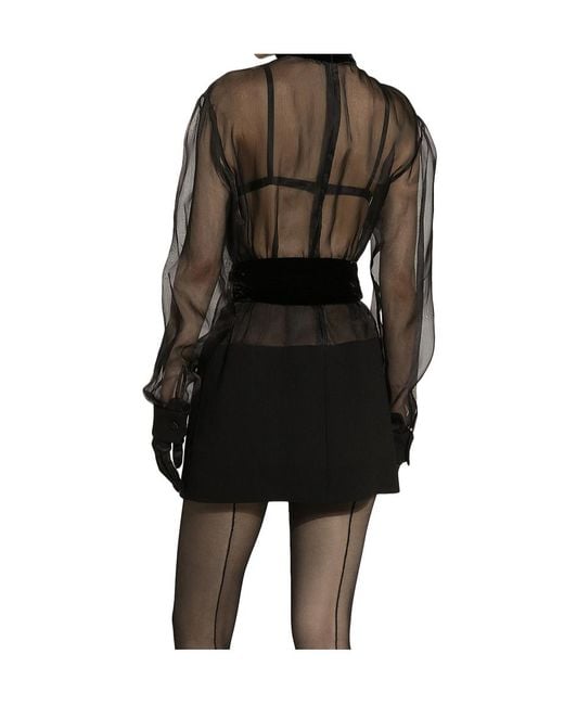 Dolce & Gabbana Black High Collar Long Sleeve Dress