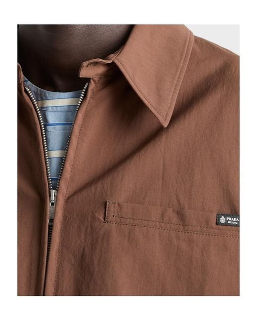 Prada Brown Technical Fabric Blouson Jacket for men