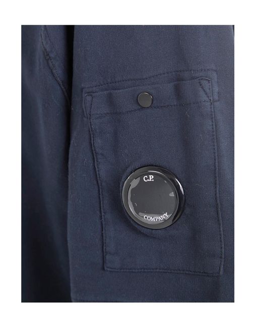 C P Company Blue Short Sleeve Pocket Sweatshirt for men