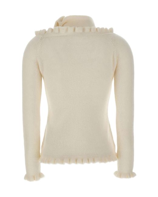 ROTATE BIRGER CHRISTENSEN White Ruffled-Detail Tie Neck Off-Shoulder Top