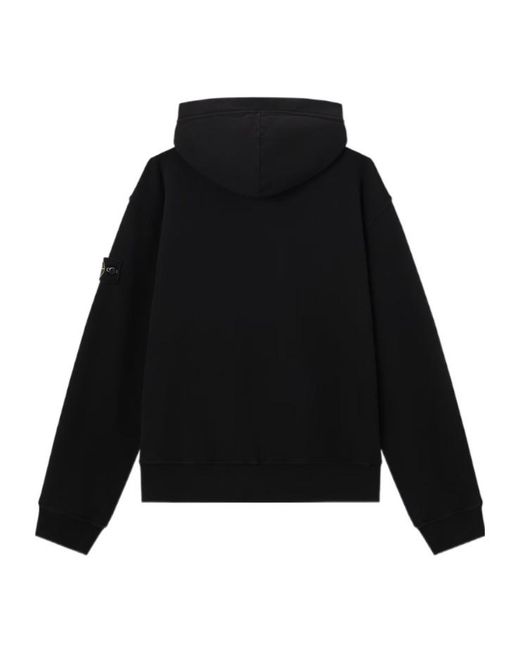 Stone Island Black Logo-Patch Pouch-Pocket Hoodie for men