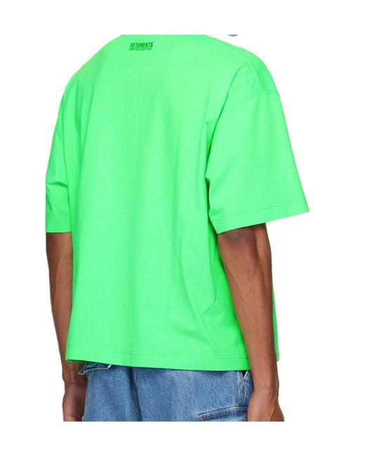 Vetements Green Oval Logo Printed Crewneck T-Shirt for men
