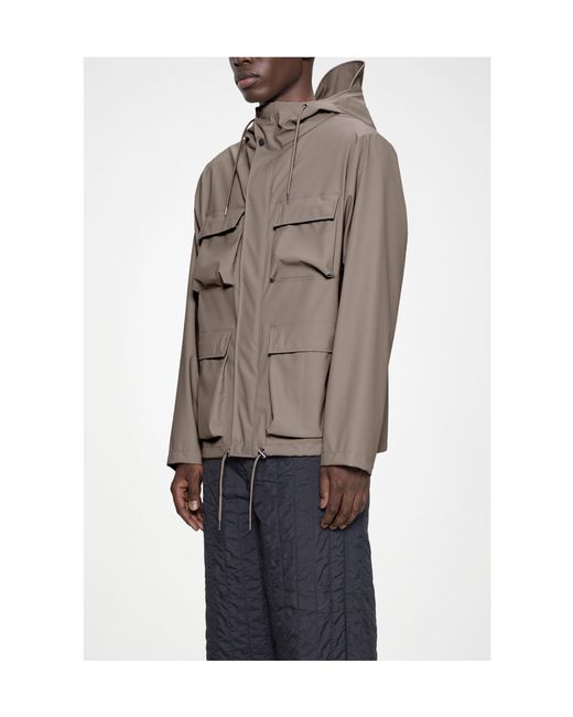 Rains Brown Hooded Jacket for men