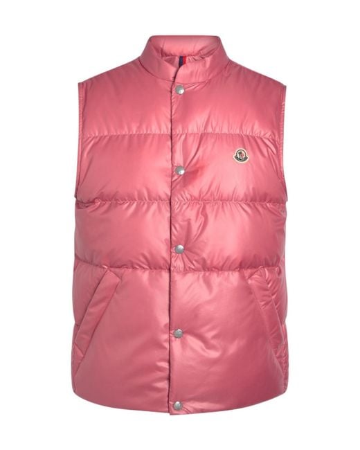 Moncler Pink Casual Down Vest for men