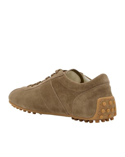 Tod's Brown Panelled Suede Sneakers
