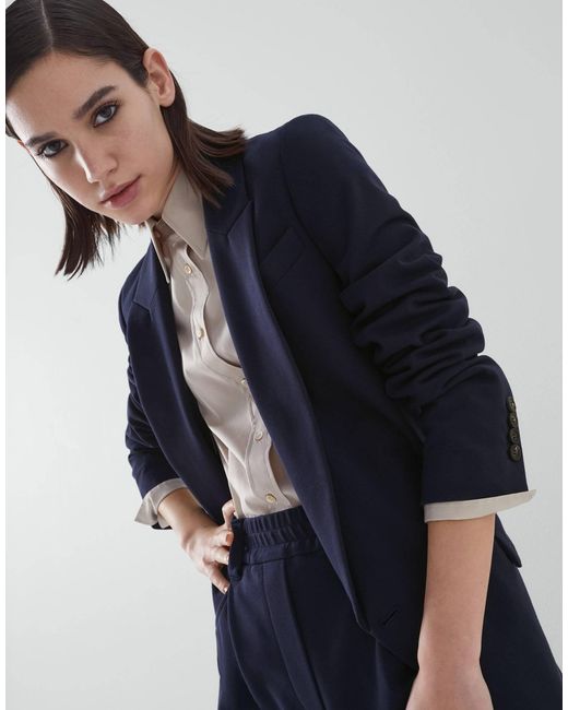 Brunello Cucinelli Blue Single-Breasted Tailored Jacket