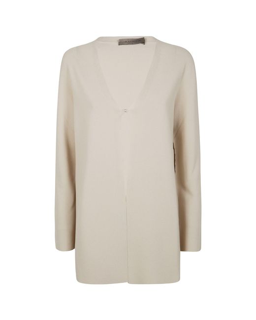D.exterior White Oversized V-Neck Cardigan