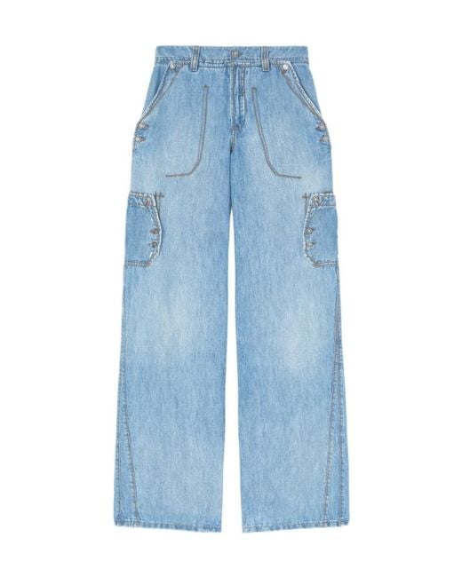 Ermanno Scervino Blue Cargo Wide-Leg Jeans