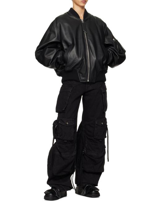 The Attico Black The Leather Bomber Jacket