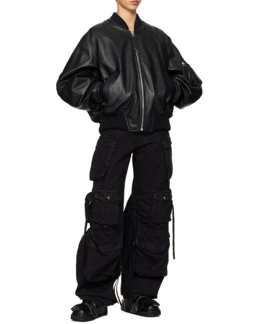 The Attico Black The Logo Patch Cargo Jeans