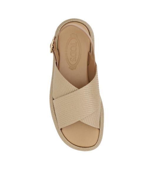 Tod's Brown Crisscrossed Strap Sandals