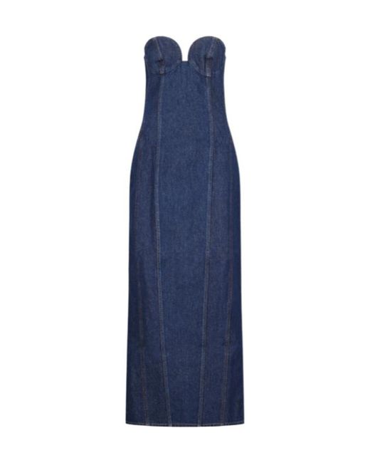 Magda Butrym Blue Seam Detailed Denim Midi Dress
