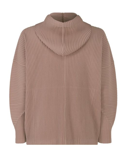 Homme Plissé Issey Miyake Brown Homme Plissé Issey Miyake Pleated Drawstring Hoodie for men
