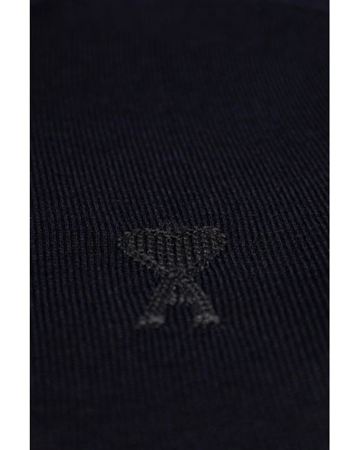 AMI Blue Ami Logo Embroidered Knitted Jumper