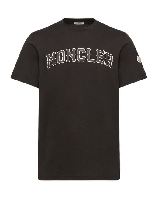 Moncler Black Logo Cotton T-Shirt for men