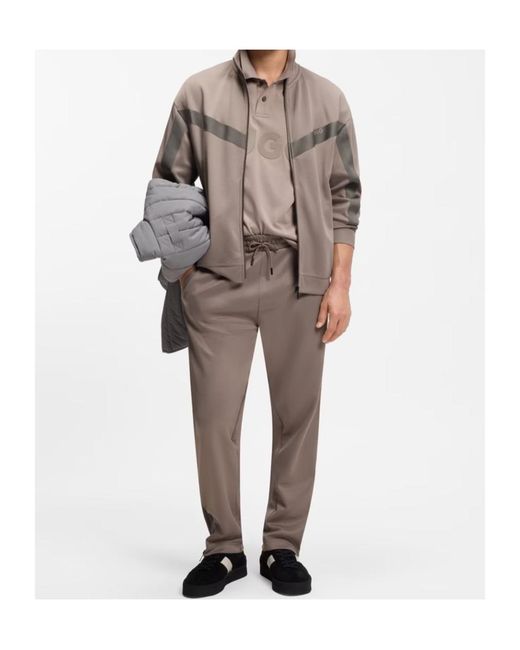 Boss Brown Logo Zip Sweatshirt for men