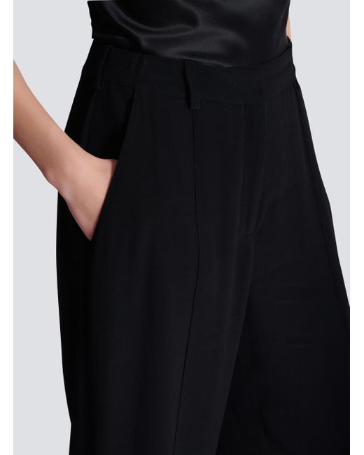 Balmain Black Crepe Straight-Leg Tailored Trousers