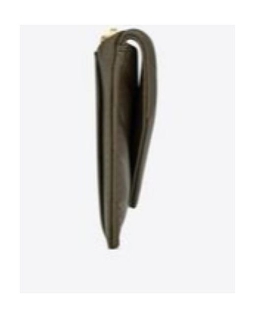Saint Laurent Gray Cassandre Matelassé Flap Card Case
