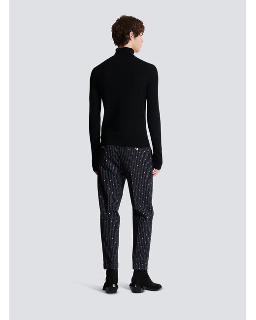 Balmain Blue Turtleneck Knitted Jumper for men