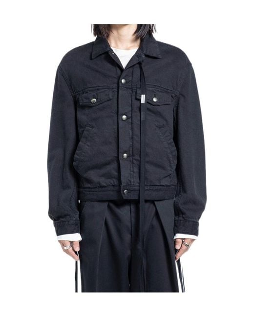 Ann Demeulemeester Blue Long-Sleeved Denim Jacket for men