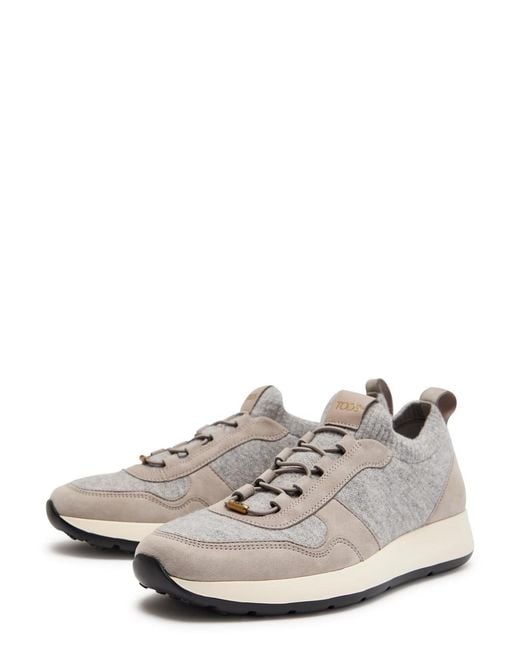 Tod's Gray Sportiva 79K Panelled Knit Sneakers