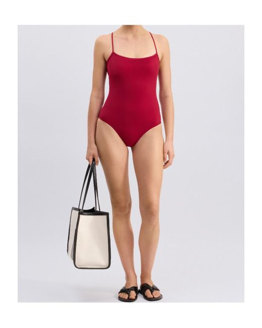 Loulou de Saison Red Itak Lds Criss-Crossing Straps Swimsuit