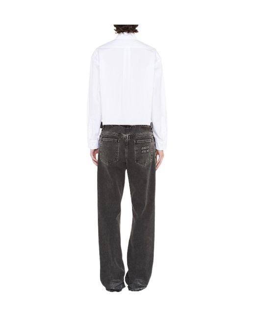 Miu Miu White Logo Cropped Shirt