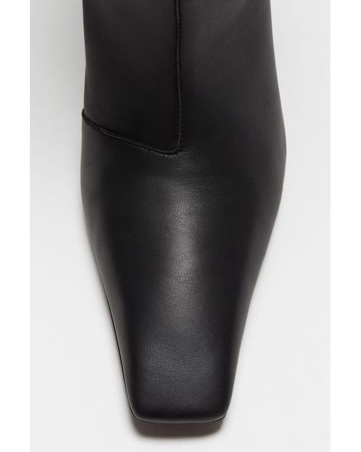 Acne Black Logo Debossed High Heel Boots