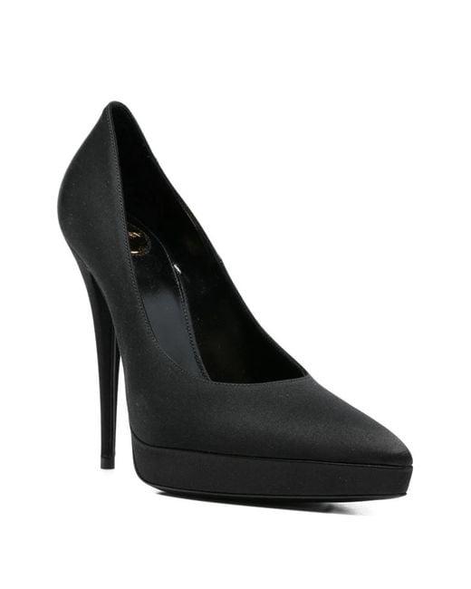 Saint Laurent Black Pointed Toe Leather Pumps