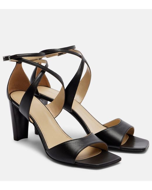 Lemaire Black Cross Leather Sandals