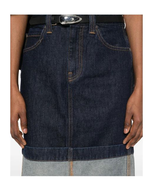 Khaite Blue Belt Loop Midi Skirt