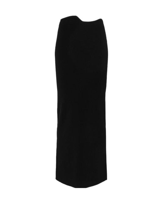 Christopher Esber Black Asymmetric-Waist Midi Skirt