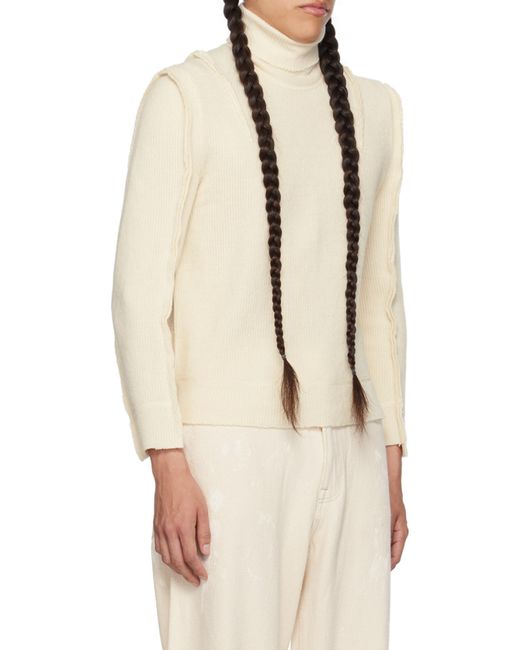 R13 White Rib High-Necked Wool Sweater