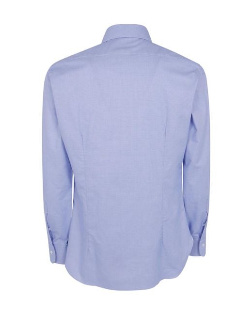 Barba Napoli Blue Long-Sleeved Shirt for men