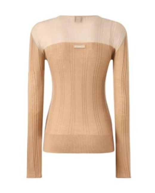 Pinko Natural Sheer Panel Slim Knitted Sweater