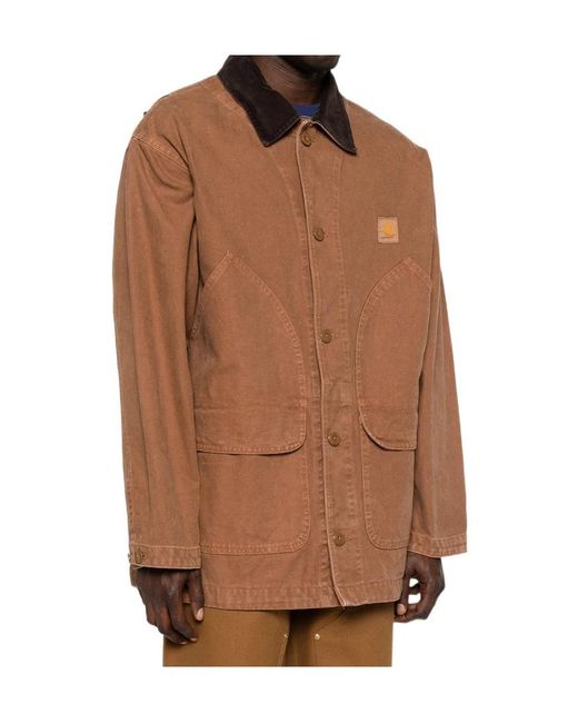 Carhartt Brown Courdoroy-Collar Jacket for men
