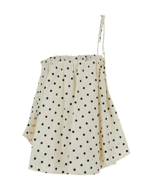 MSGM White Polka Dot Top, Cotton