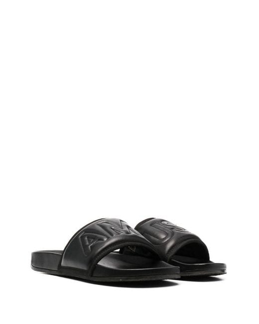 Ambush Black Logo Embossed Open-Toe Slides for men