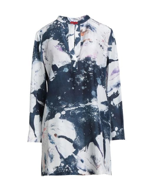 MAX&Co. Blue Long Sleeve Stand Collar Top