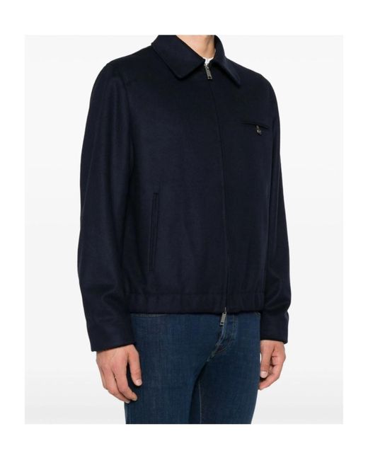 Incotex Blue Zip-Front Flannel Jacket for men