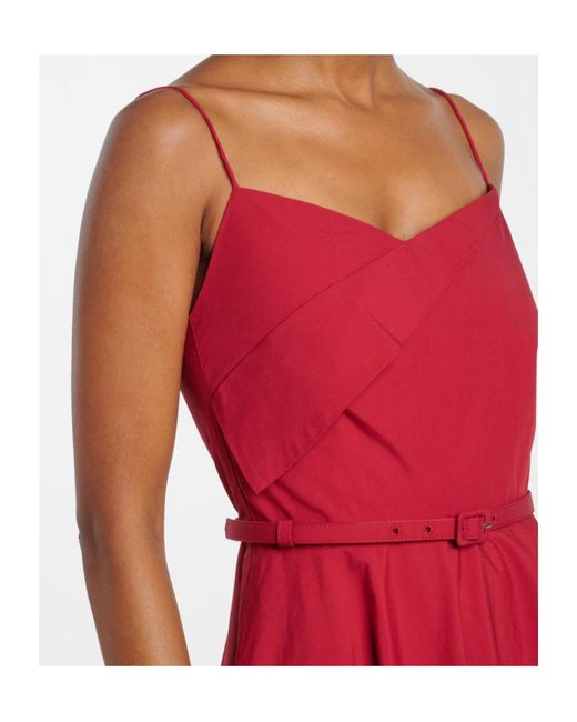 Roland Mouret Red Cotton Poplin Midi Dress