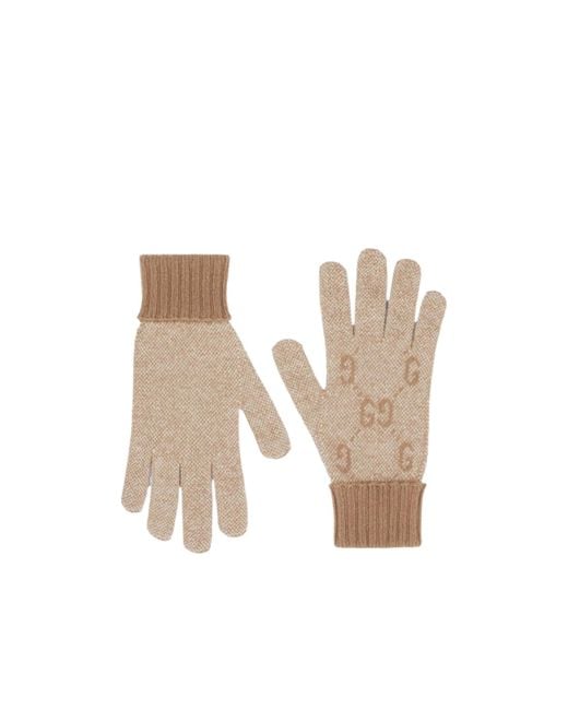 Gucci White Gg Lamé Gloves