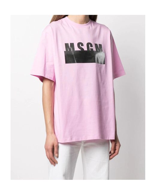 MSGM Pink Logo Detail T-Shirt
