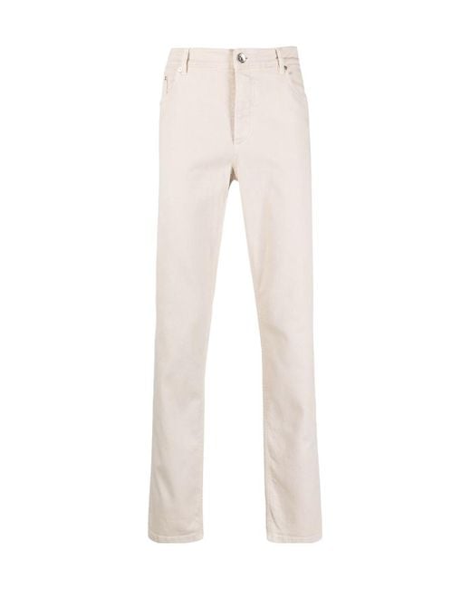 Brunello Cucinelli White Straight-Leg Jeans for men