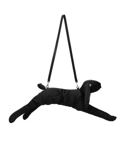Simone Rocha Black Satin Hare Embellished Crossbody Bag for men