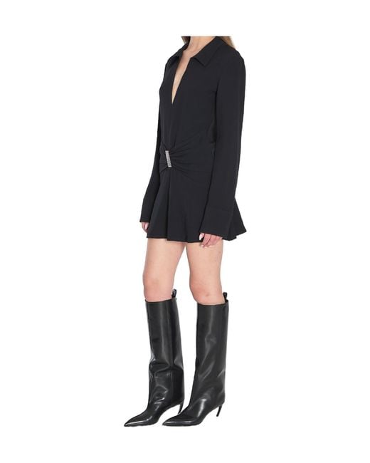 The Attico Black The V-Neck Mini Dress