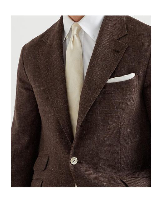 Brunello Cucinelli White Paisley Printed Pointed Tip Tie for men