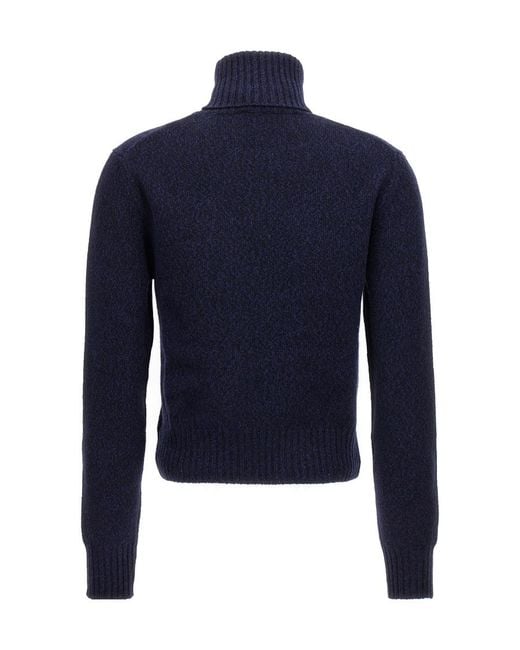 AMI Blue Ami High-Neck Knitted Jumper