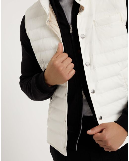 Brunello Cucinelli White Quilted Gilet for men